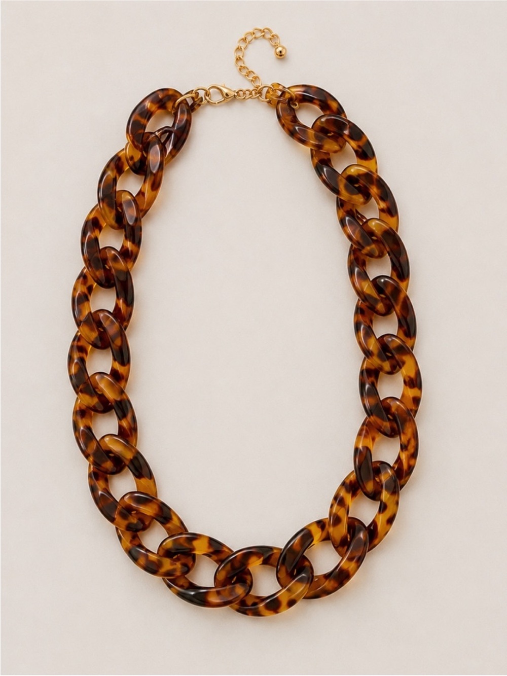 New! Amber Brown Tortoiseshell Link Acrylic Necklace NWOT